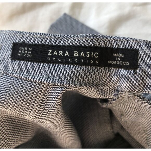 Zara Basic Collection Short Sleeve  Choker Dress Womens Medium Gray Pockets - Picture 3 of 7